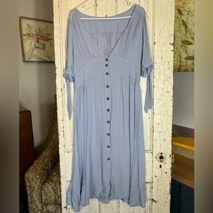 Darling Blue Midi Button Front Dress